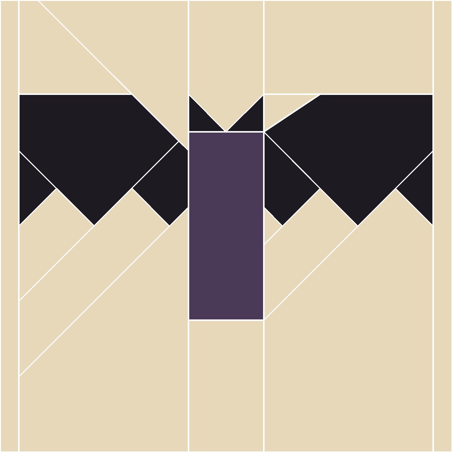 Spread-Wing Bat Quilt Block Pattern: the finished piece