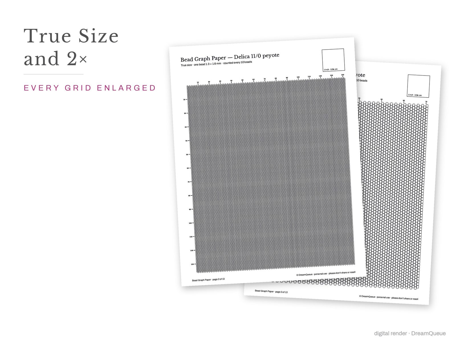 Bead Graph Paper: Brick stitch grid enlarged 2 times