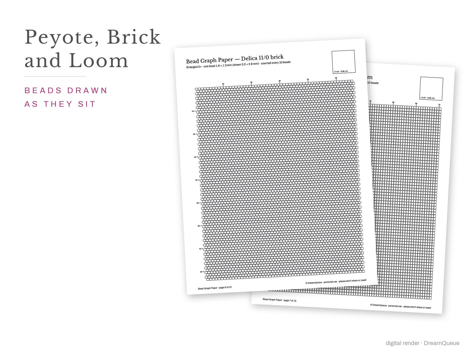 Loom grid for round 11/0 beads