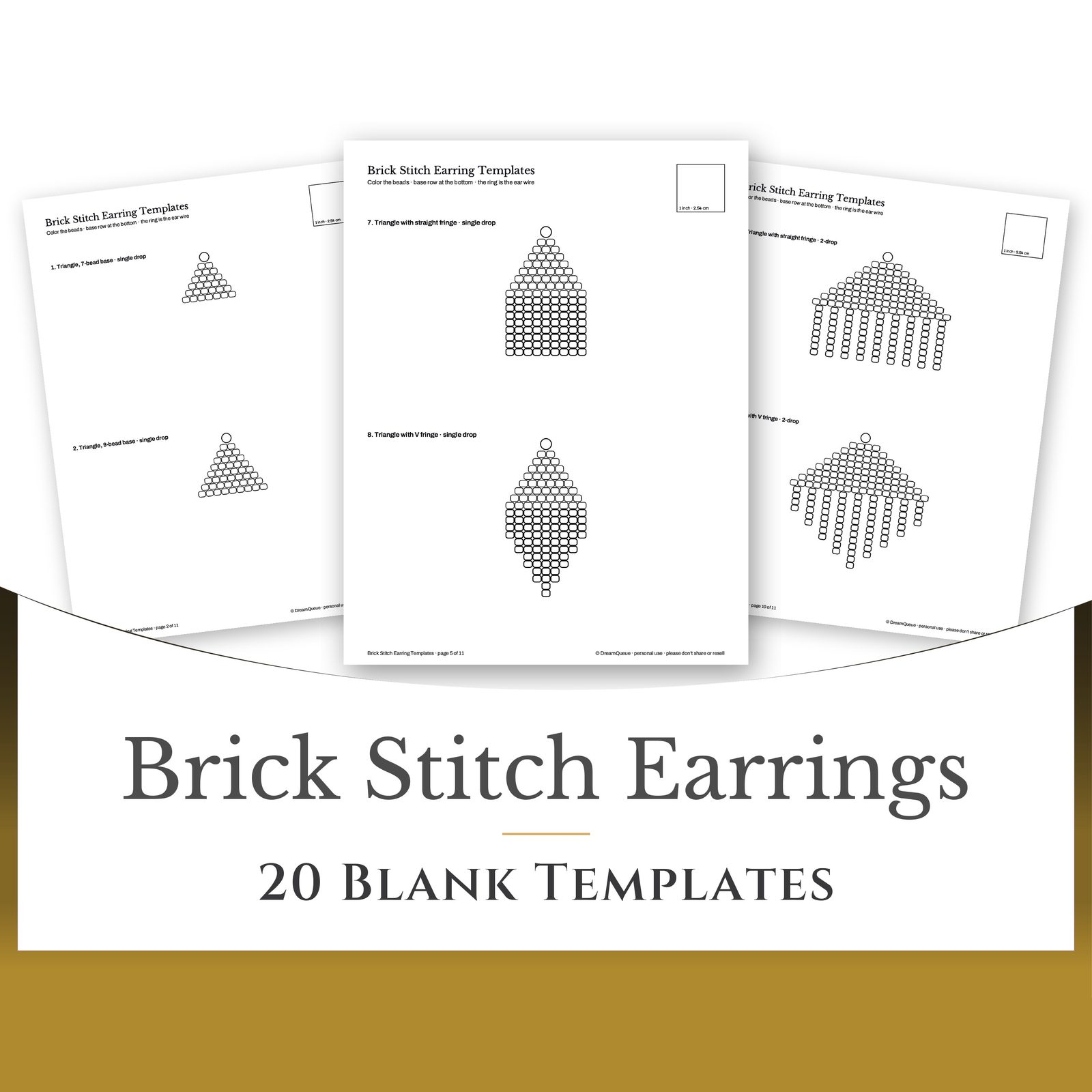 Brick Stitch Earring Templates: the finished piece