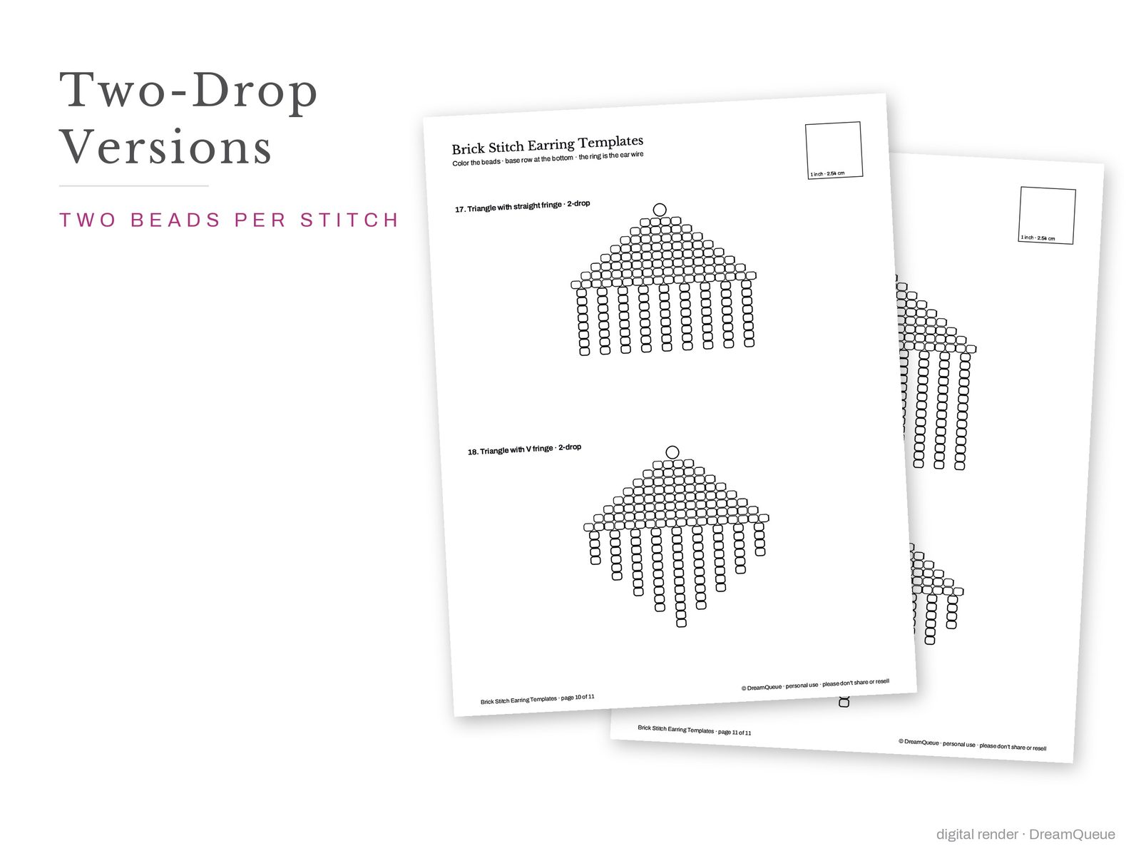 2-drop brick stitch earring templates
