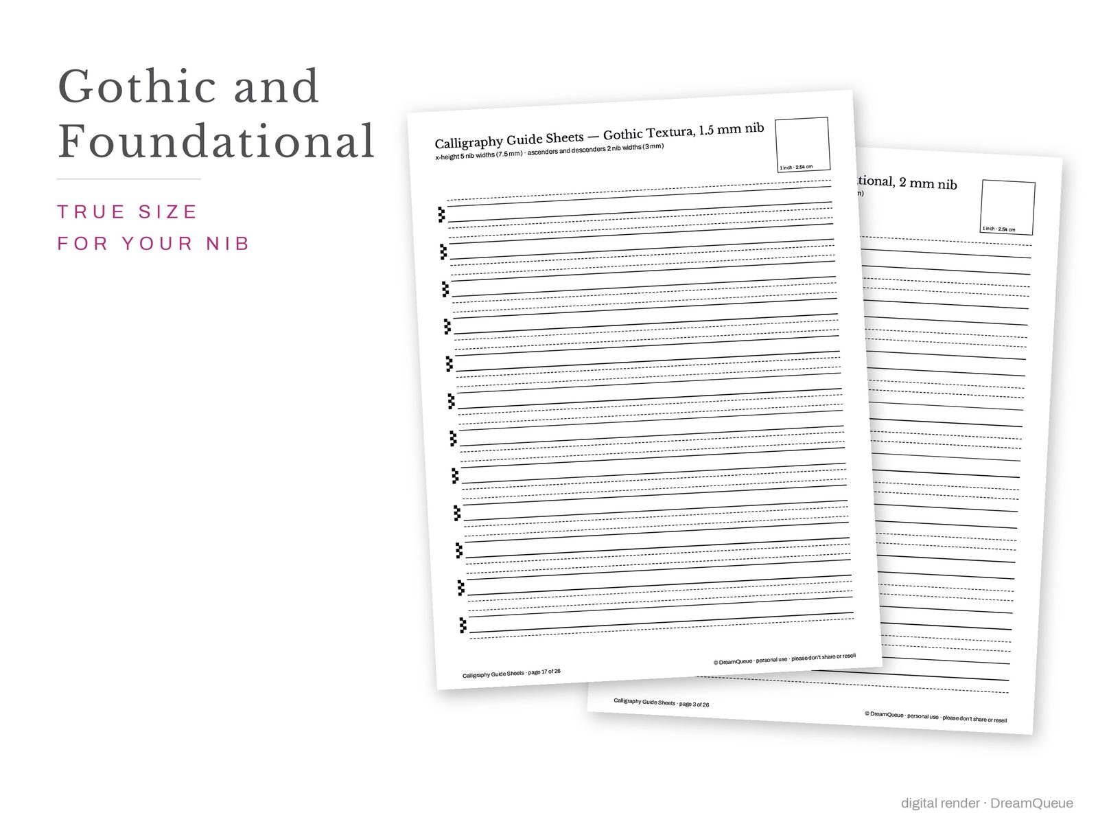 Gothic and foundational guide sheets