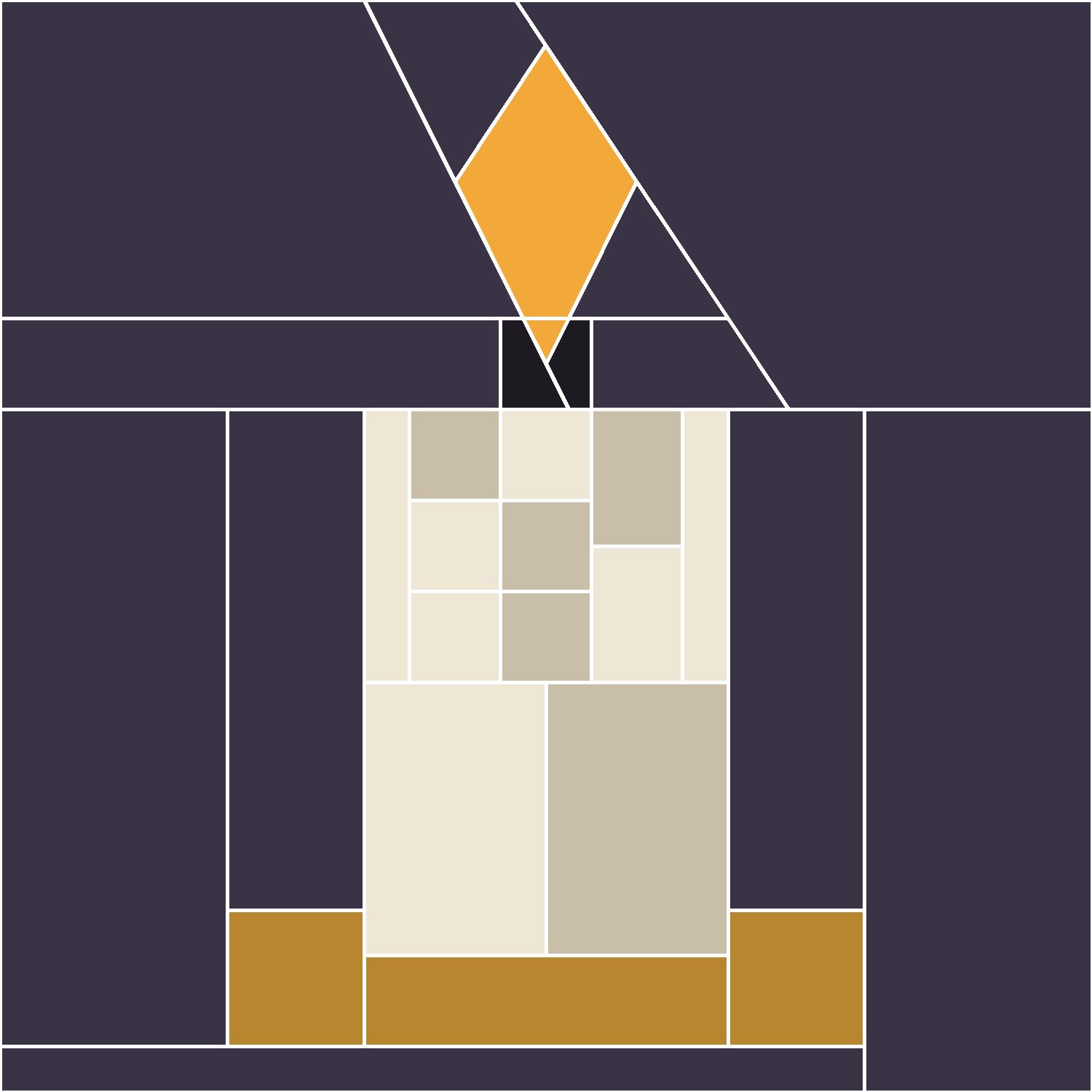 Candle Quilt Block Pattern, Advanced cut