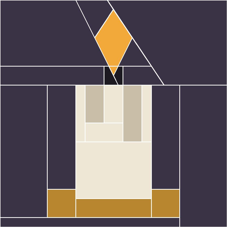 Candle Quilt Block Pattern with every seam line shown