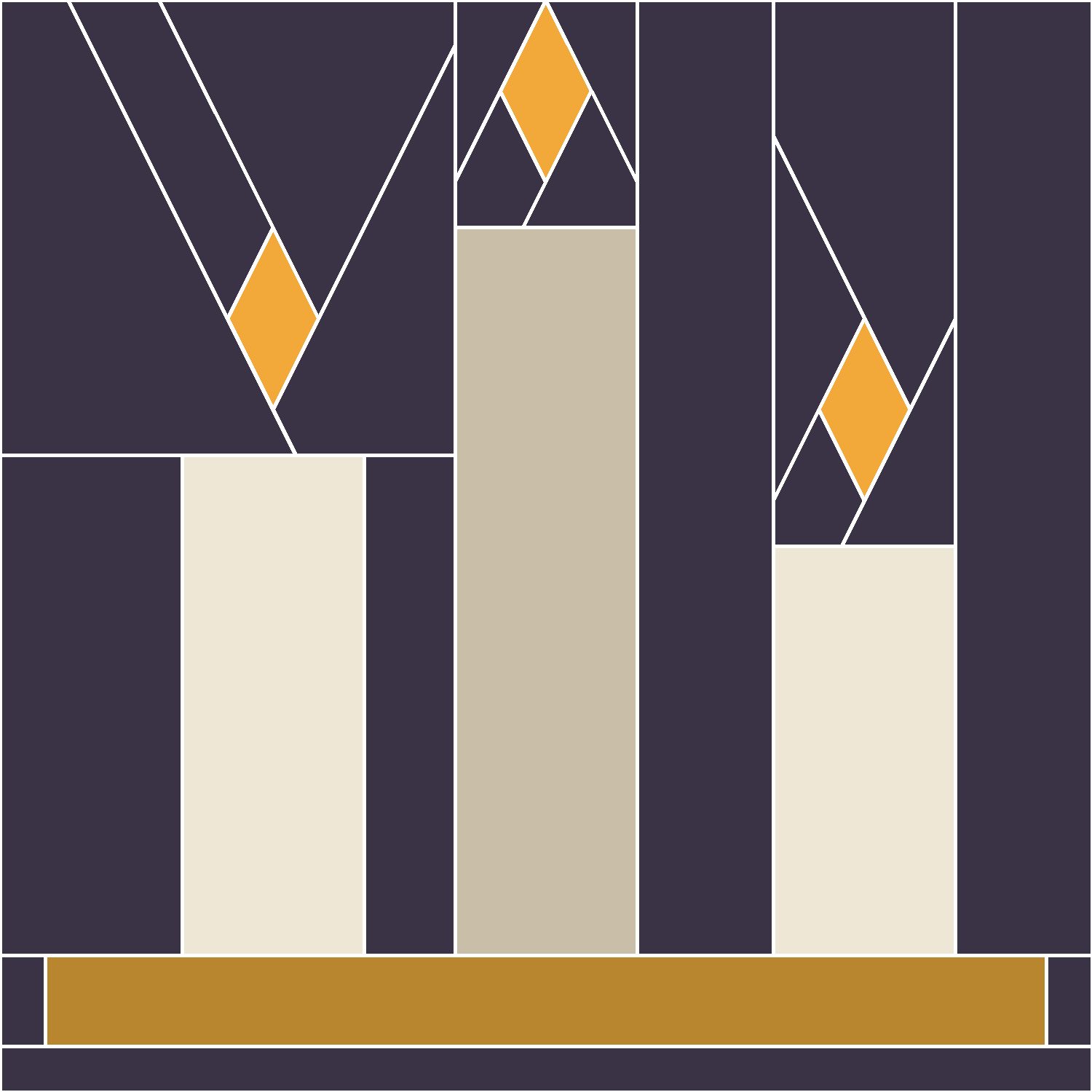 Candle Trio Quilt Block Pattern: the finished piece