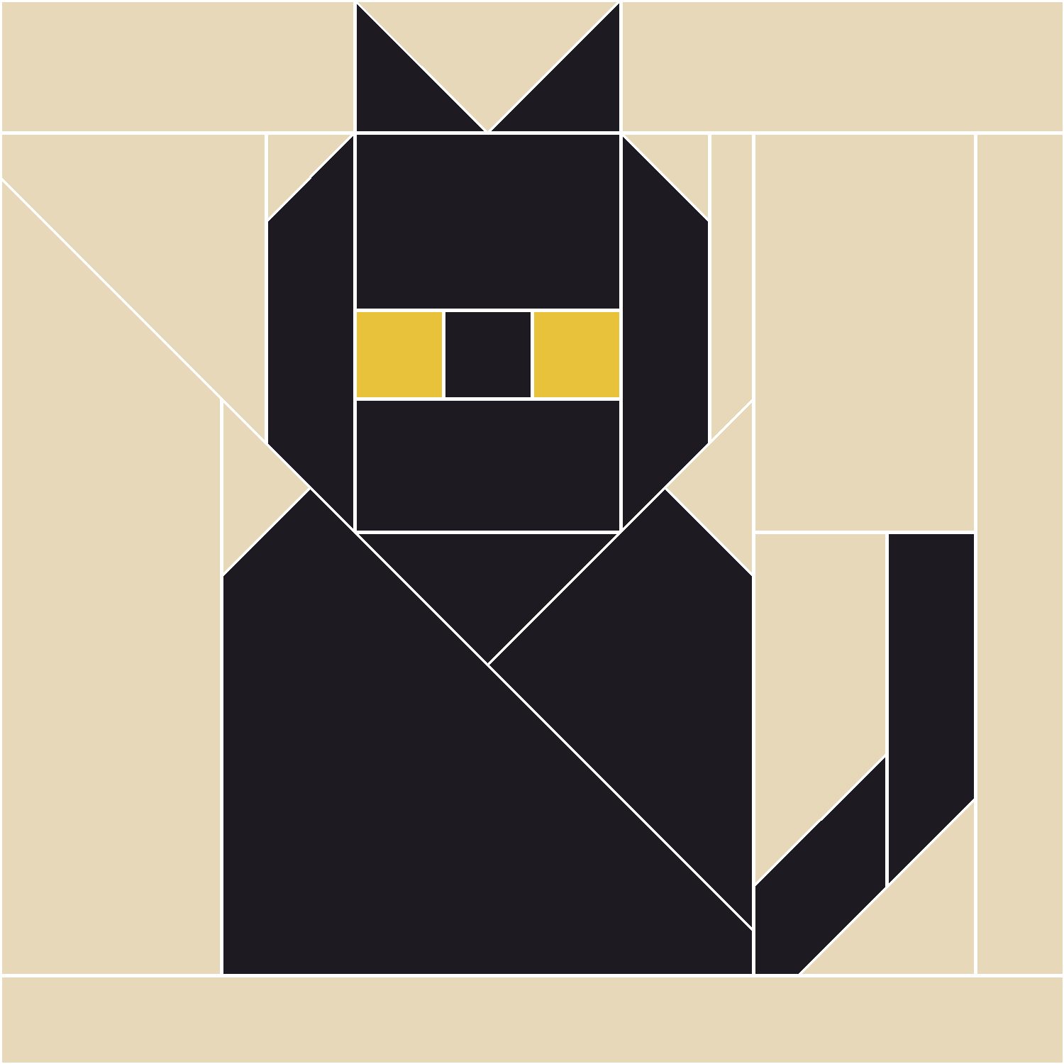 Black Cat Quilt Block Pattern, Advanced cut