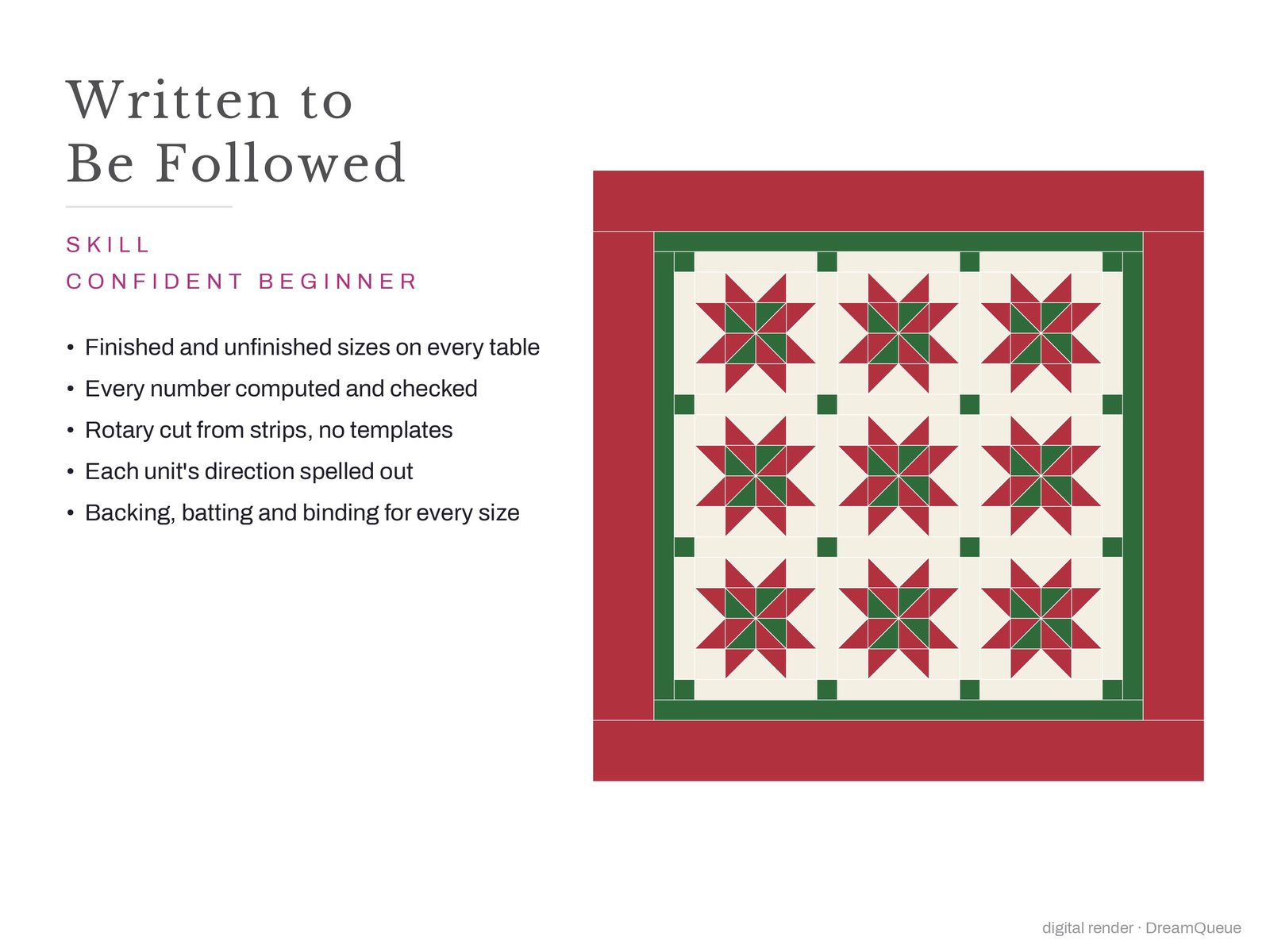 What makes the Christmas Star quilt pattern easy to follow, beside the finished quilt