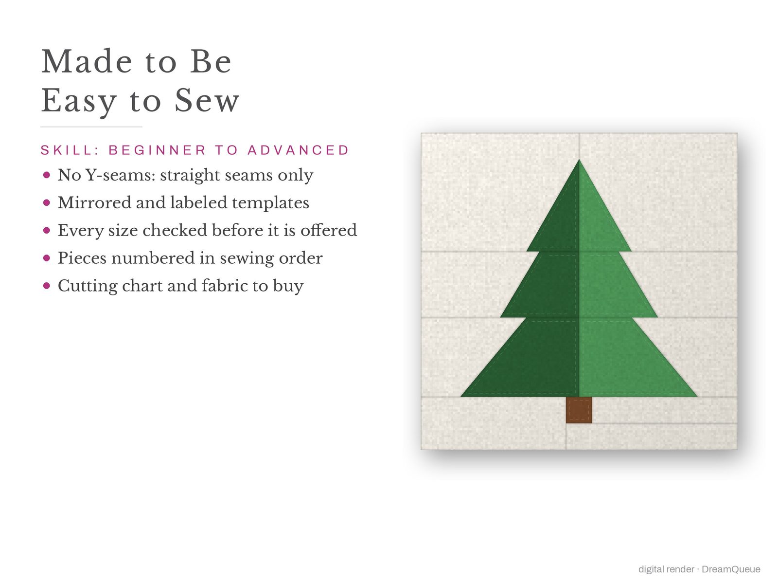 Christmas Vol. 2: Skill level beginner to advanced: no Y-seams, mirrored and labeled templates, every size checked, pieces numbered in sewing order, cutting chart and fabric to buy