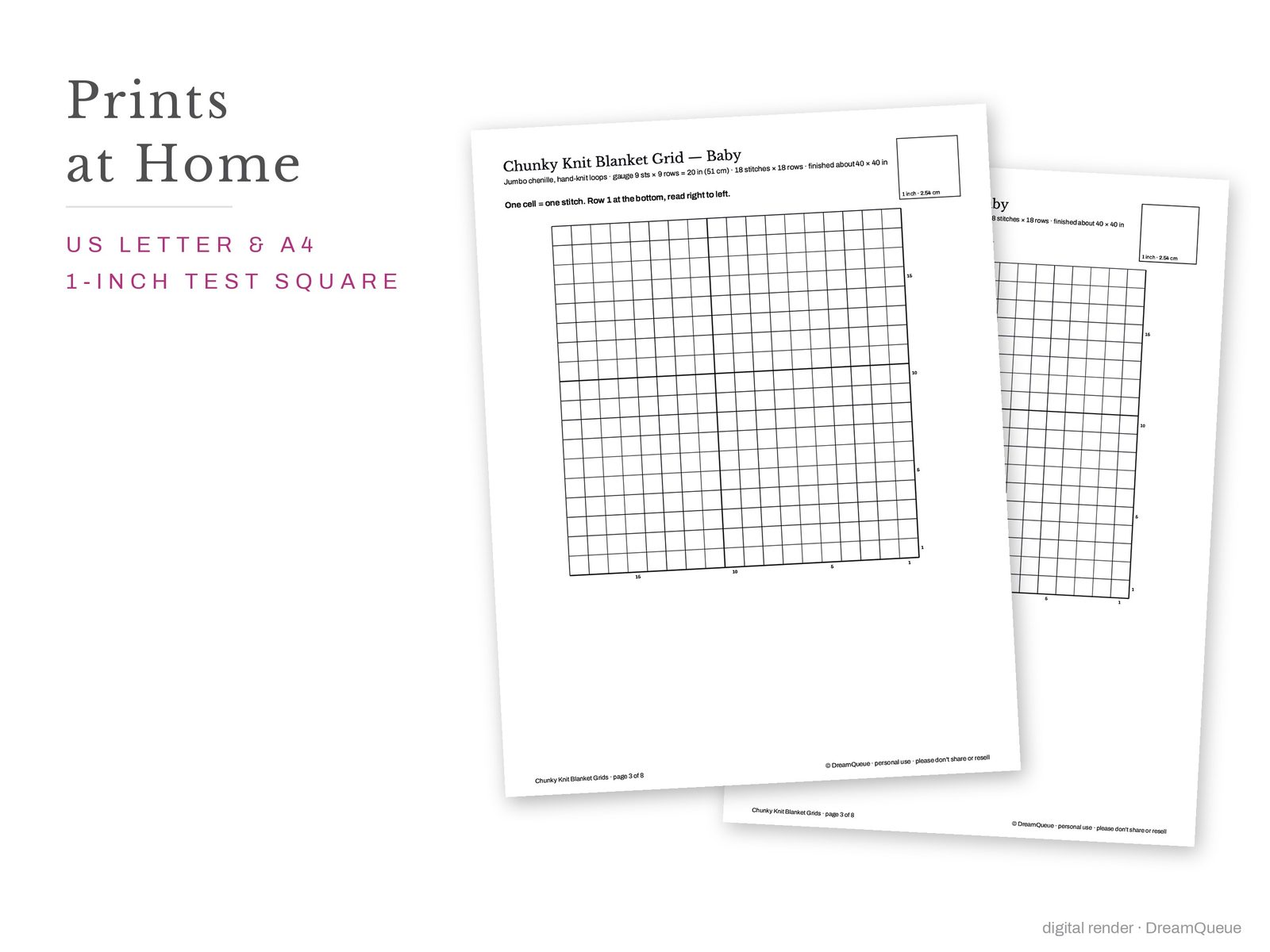 Chunky Knit Blanket Templates: US Letter and A4 versions of every chart