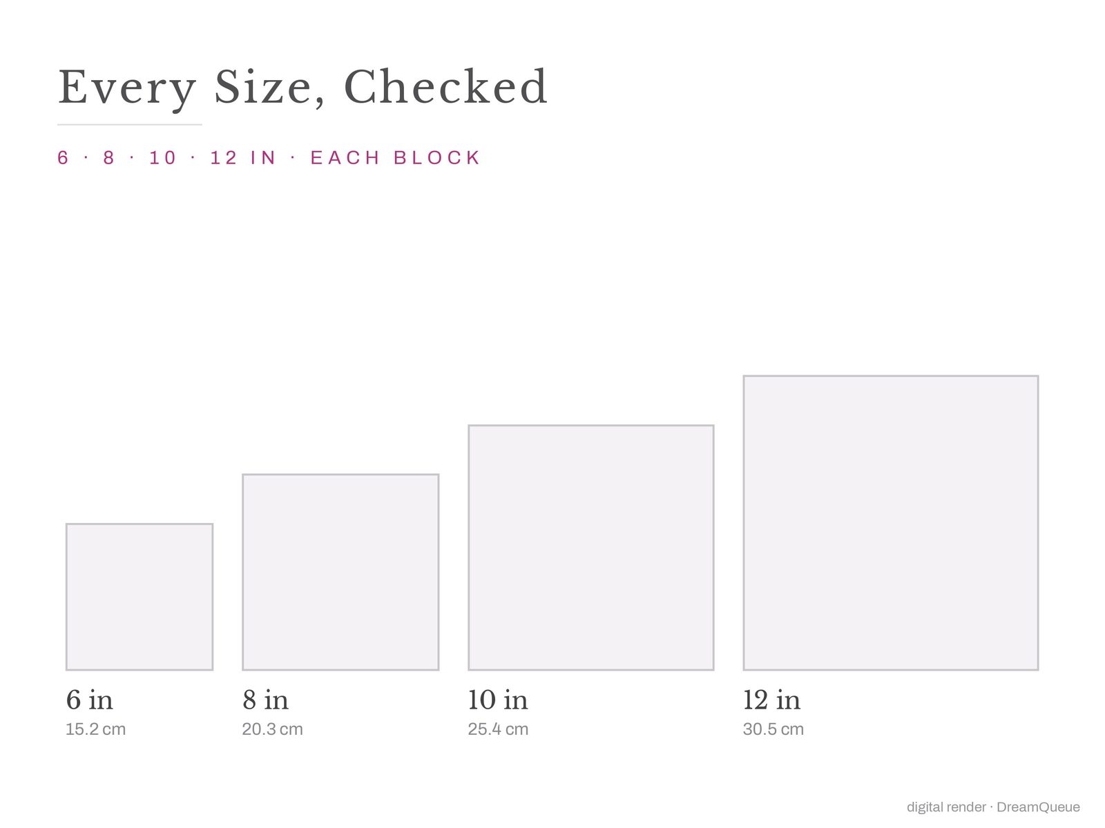 The Classic Blocks bundle of 6 quilt blocks at every finished size: 6, 8, 10 and 12 inch