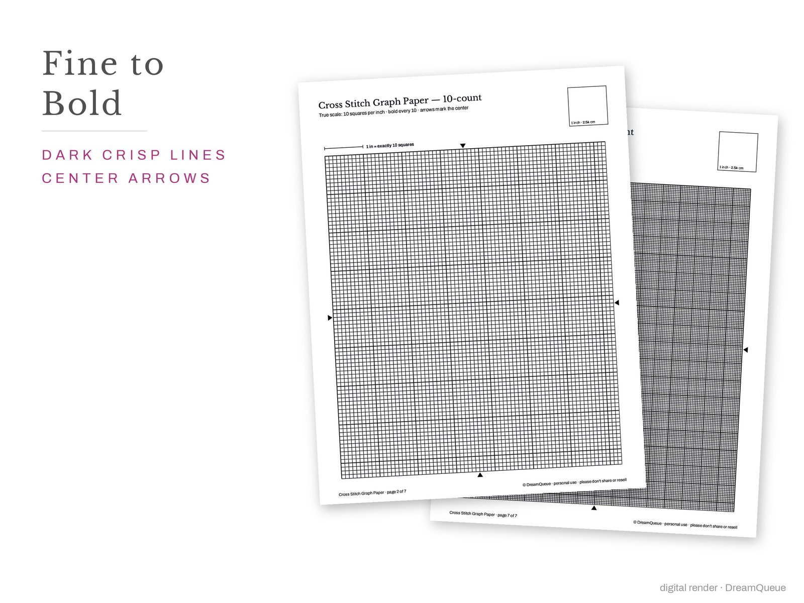 Cross Stitch Graph Paper: 10 and 22 count pages side by side