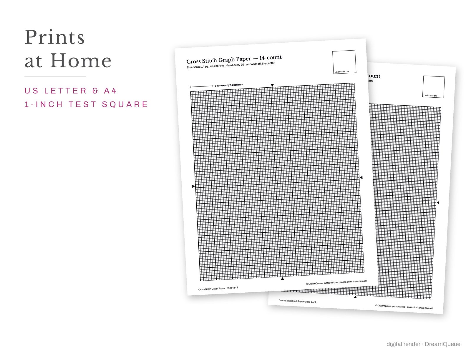 Cross Stitch Graph Paper: US Letter and A4 versions