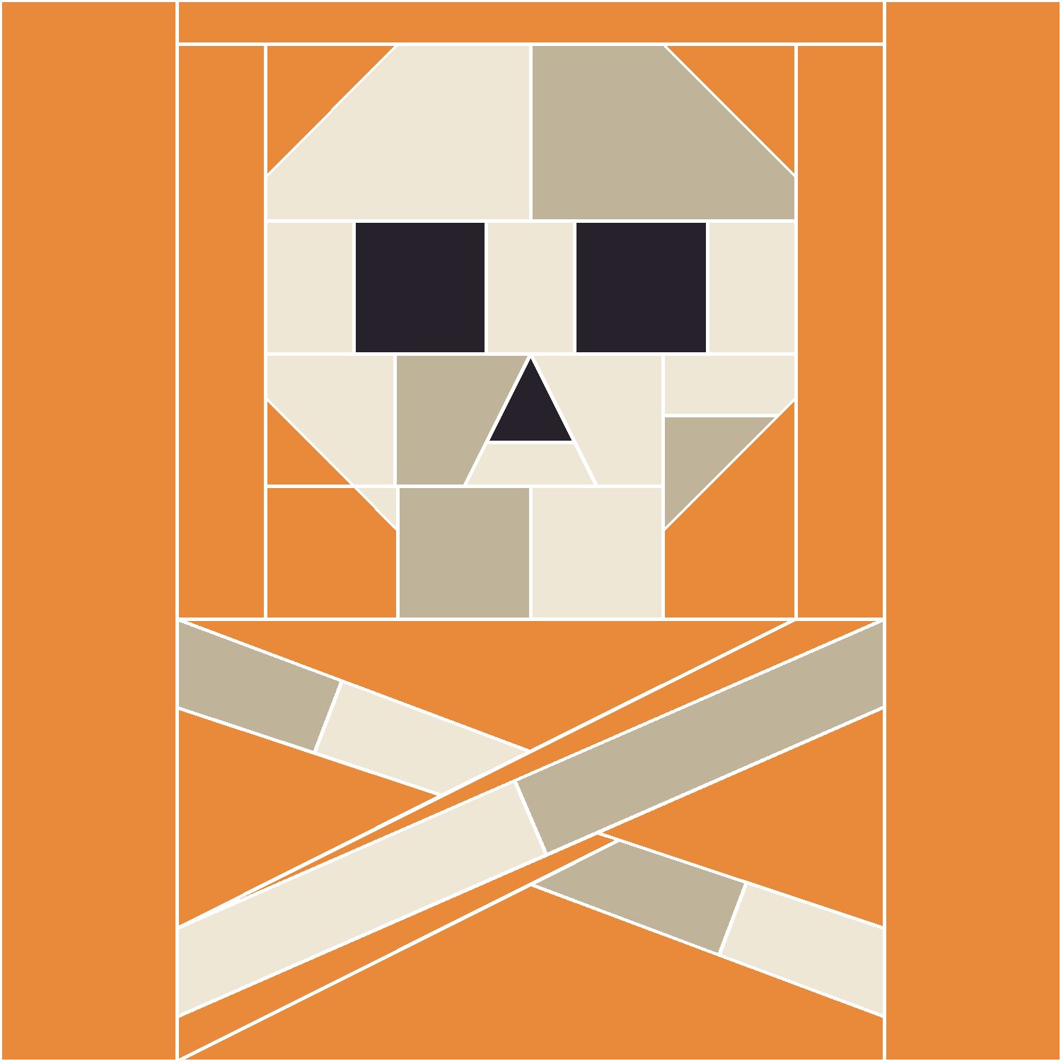 Skull and Crossbones Quilt Block Pattern, Advanced cut