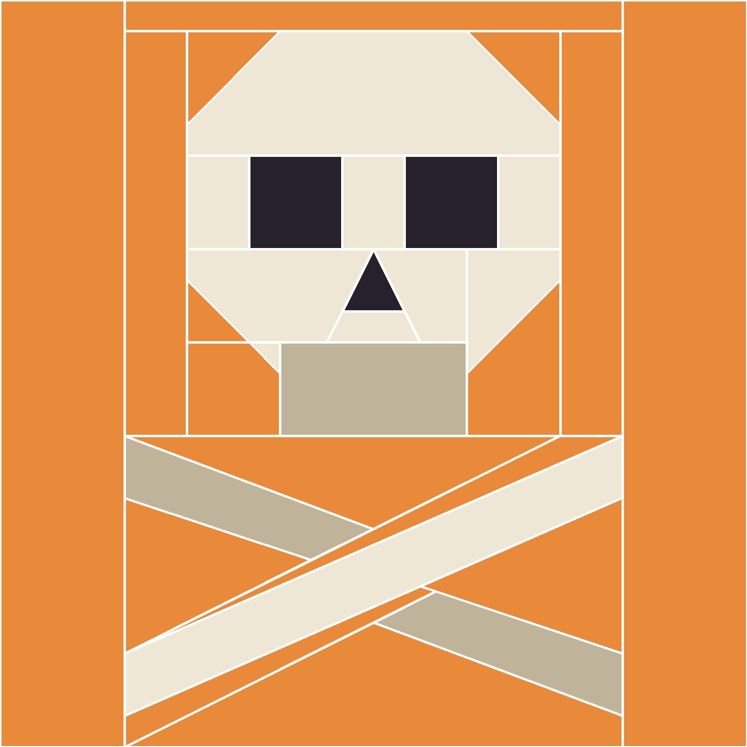 Skull and Crossbones Quilt Block Pattern: the finished piece