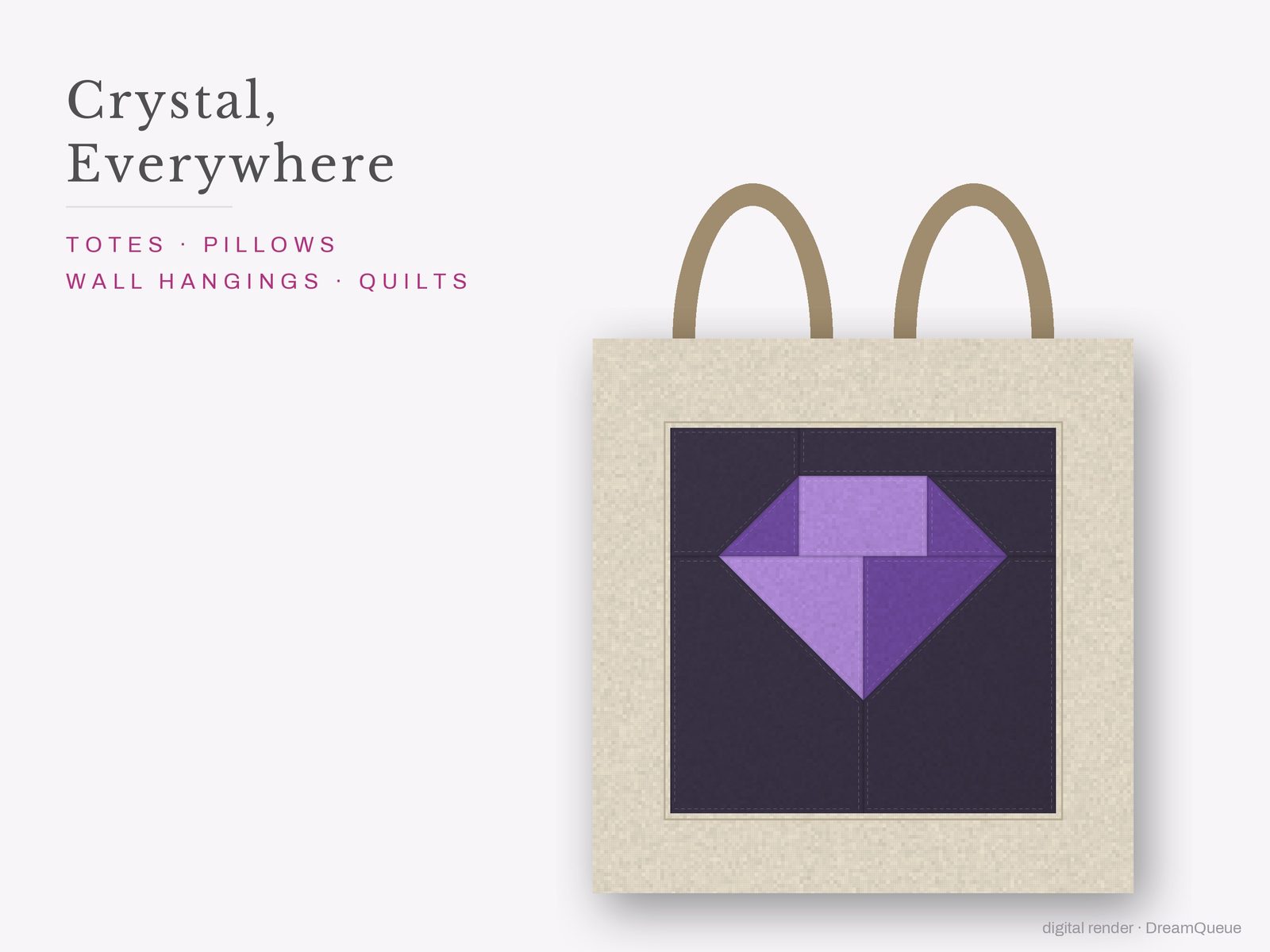 The Crystal quilt block sewn into a tote bag, one idea for totes, pillows, wall hangings and quilts