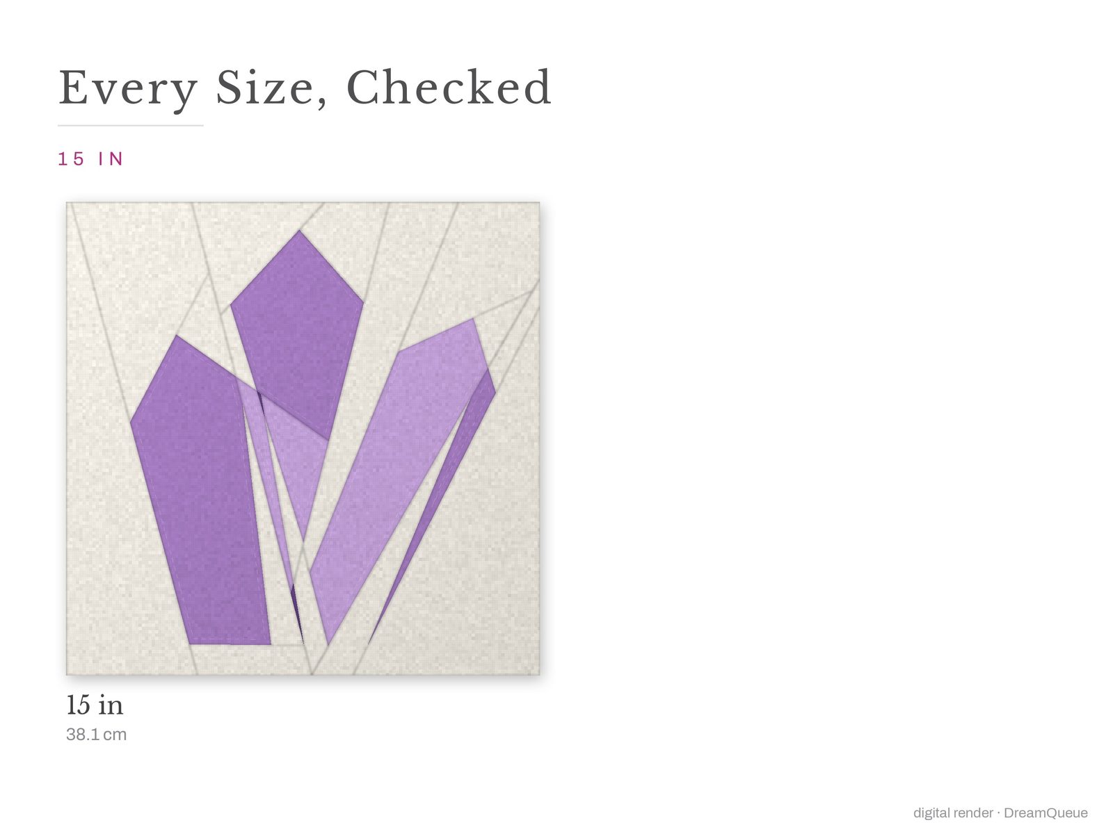 The Crystal Point quilt block at every finished size: 15 inch
