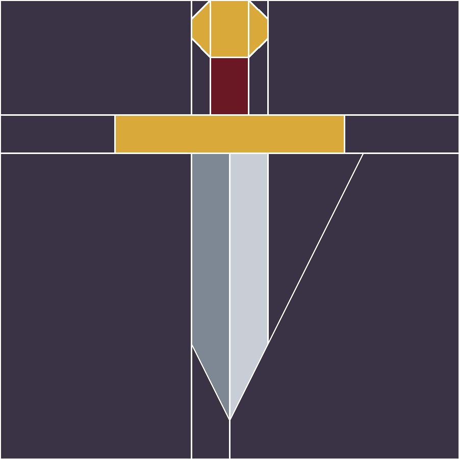 Dagger Quilt Block Pattern with every seam line shown