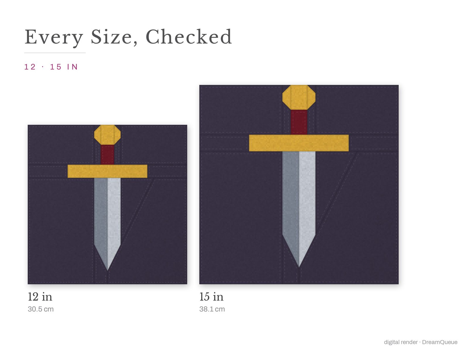 The Dagger quilt block at every finished size: 12 and 15 inch