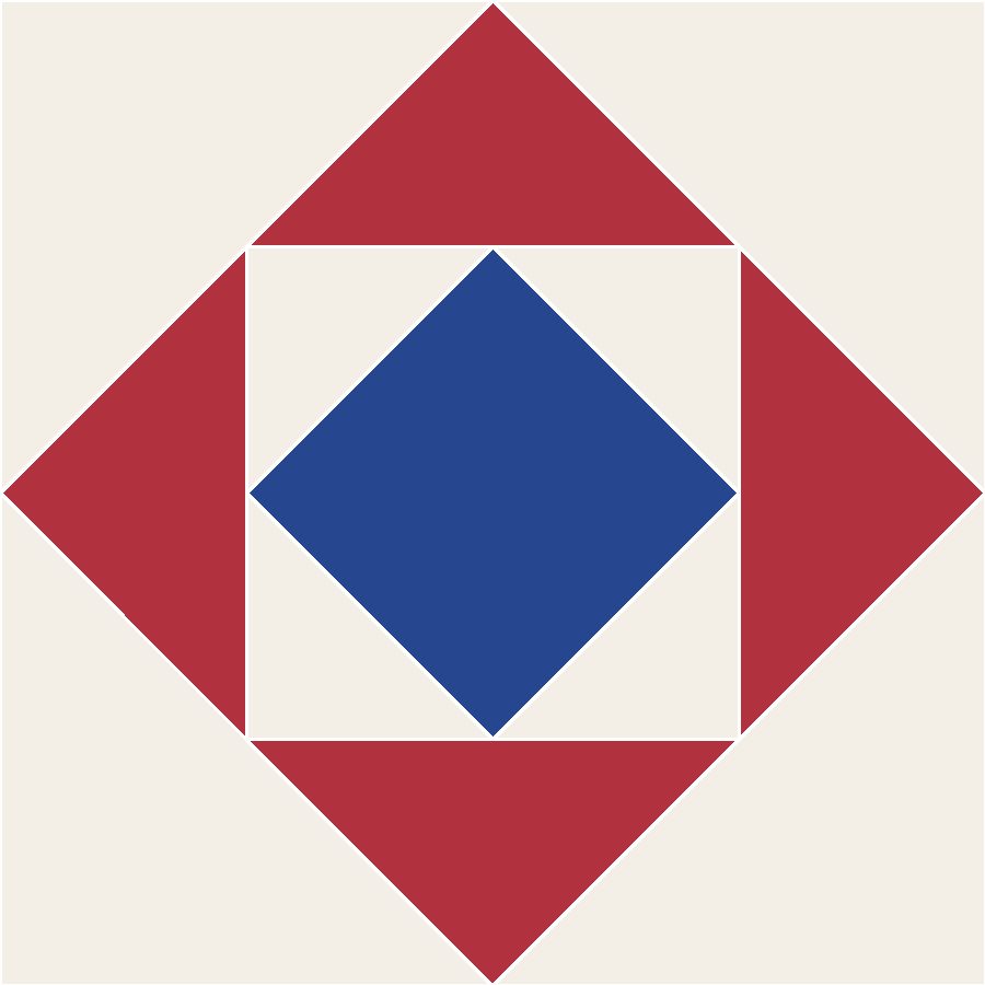 Economy (Square in a Square) Quilt Block Pattern with every seam line shown