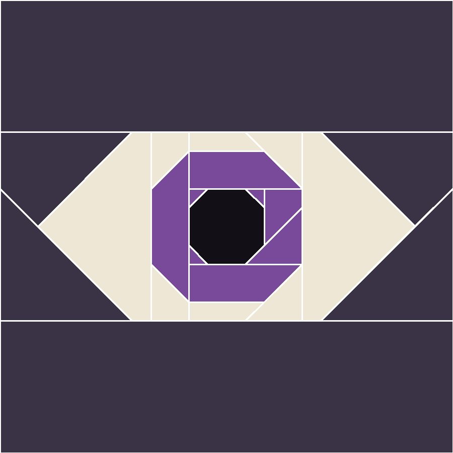 All-Seeing Eye Quilt Block Pattern with every seam line shown