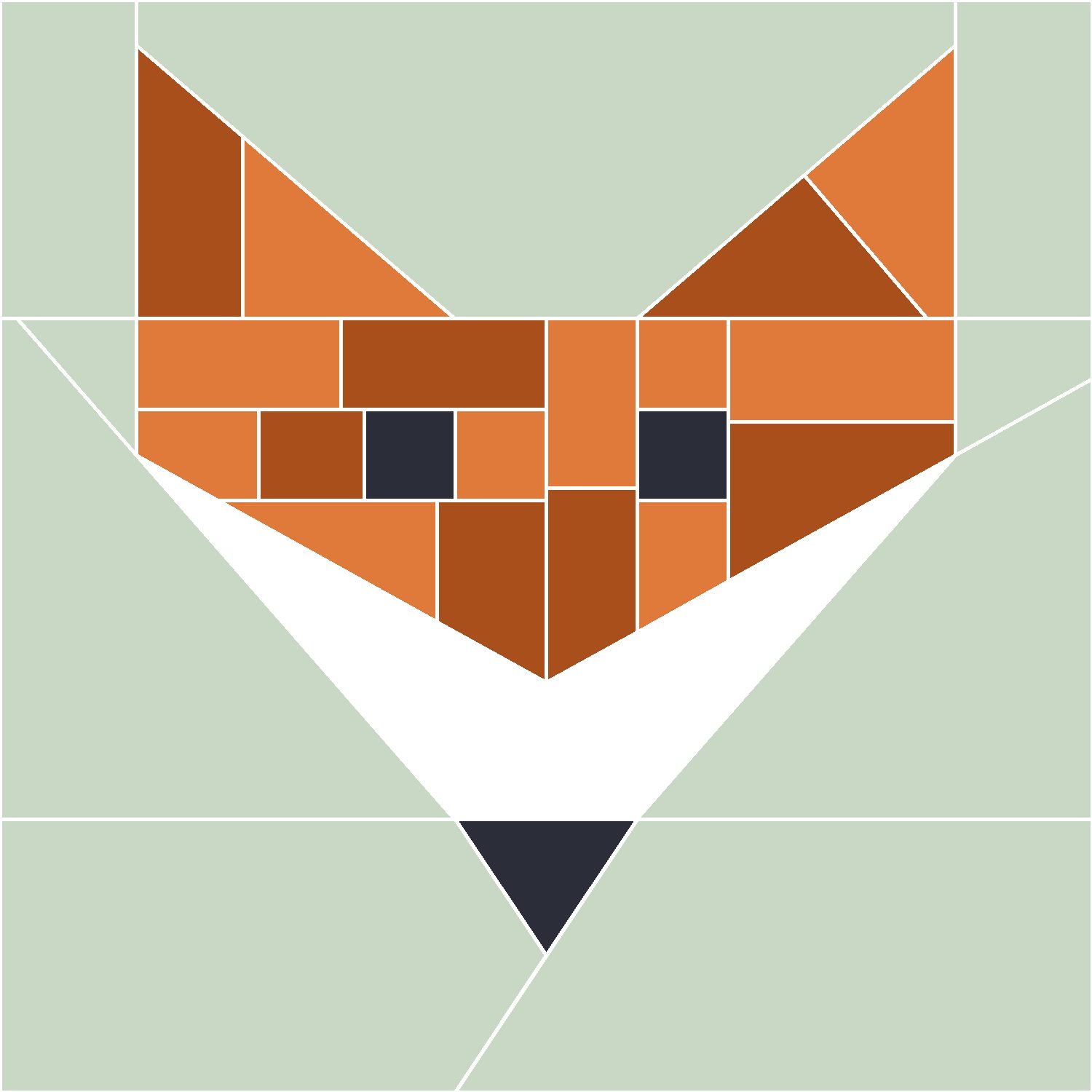 Fox Face Quilt Block Pattern, Advanced cut