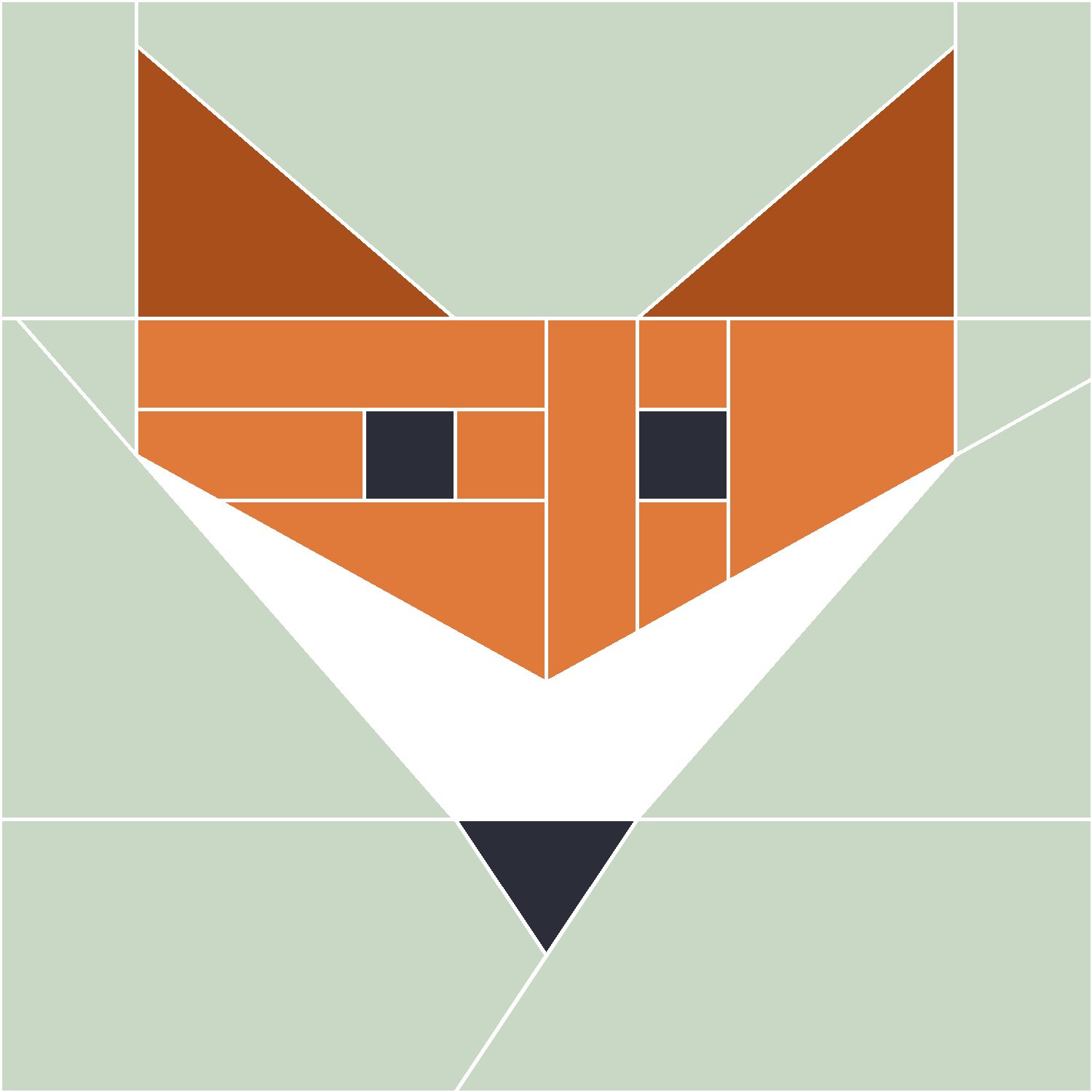 Fox Face Quilt Block Pattern: the finished piece