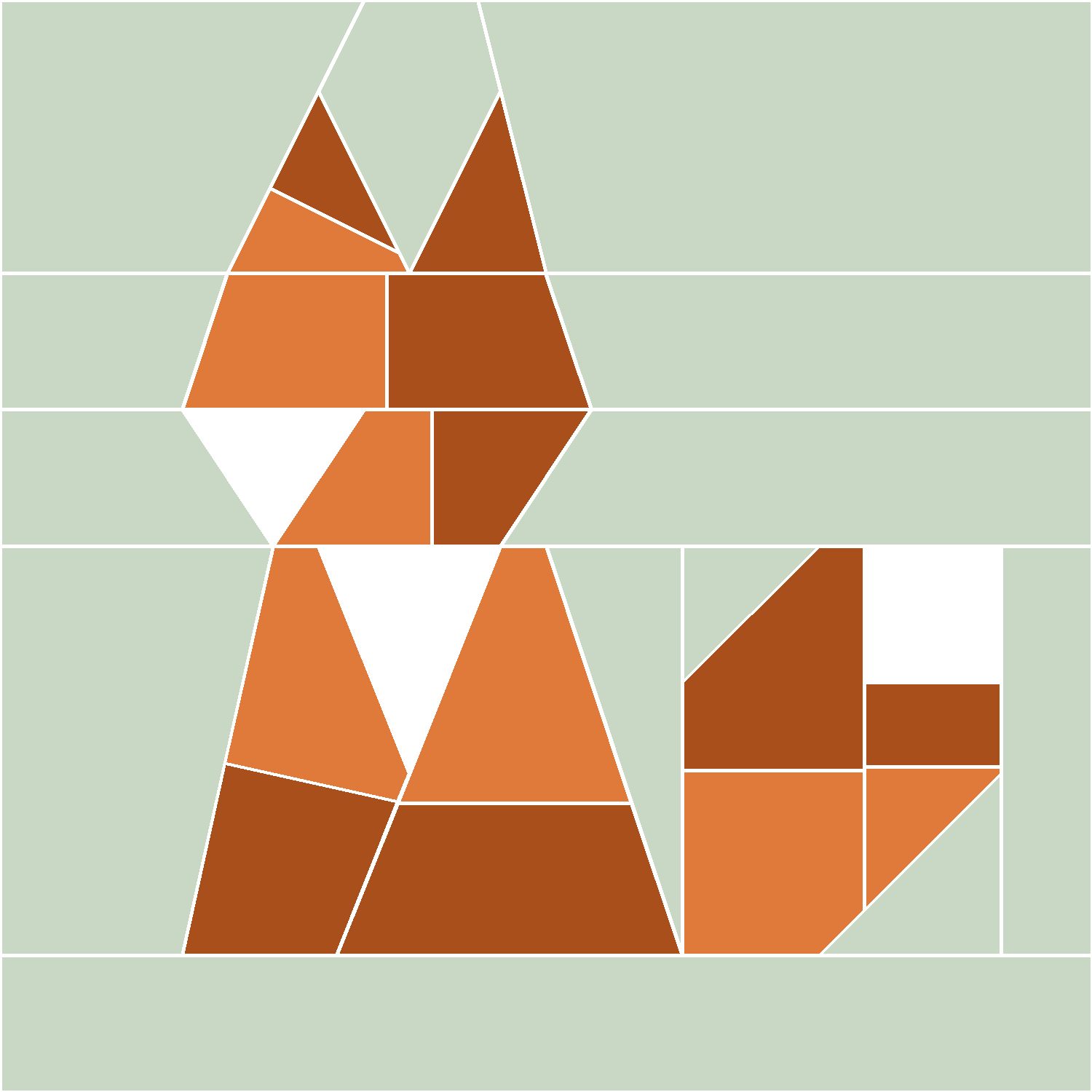 Sitting Fox Quilt Block Pattern, Advanced cut
