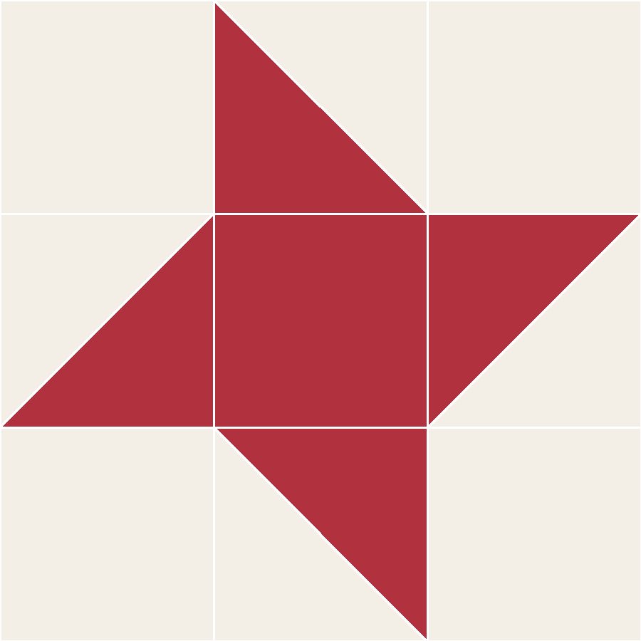 Friendship Star Quilt Block Pattern with every seam line shown