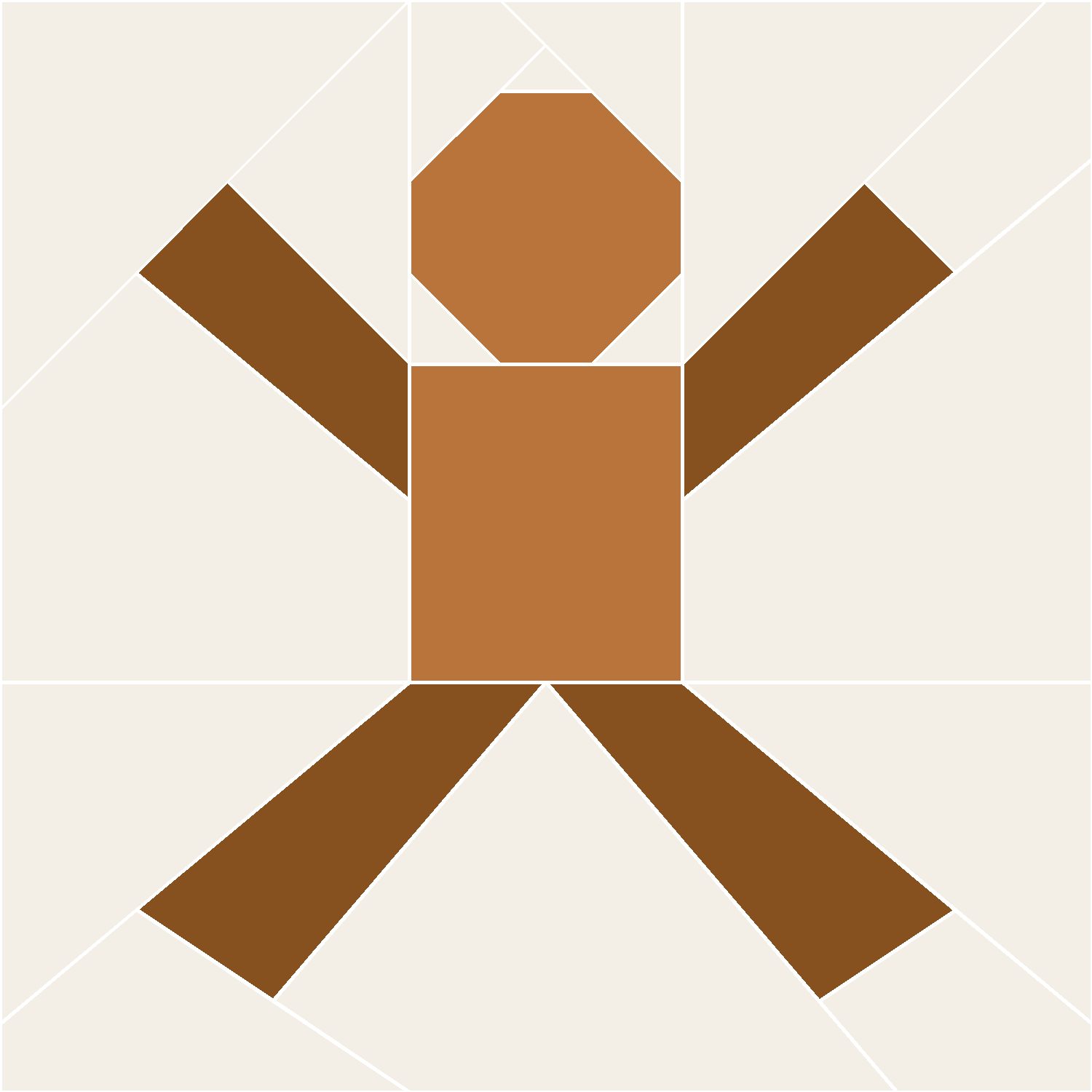 Jumping Gingerbread Man Quilt Block Pattern: the finished piece