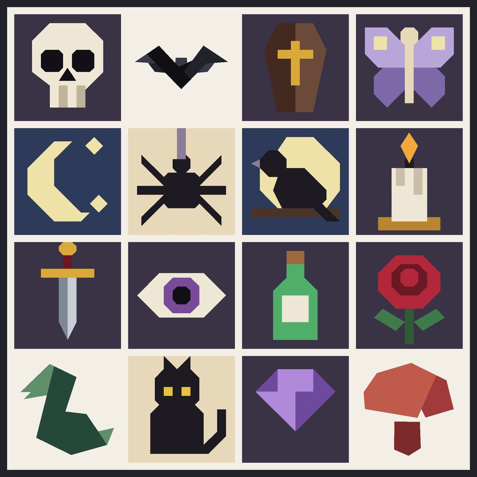 Goth Quilt Block Bundle: the finished piece