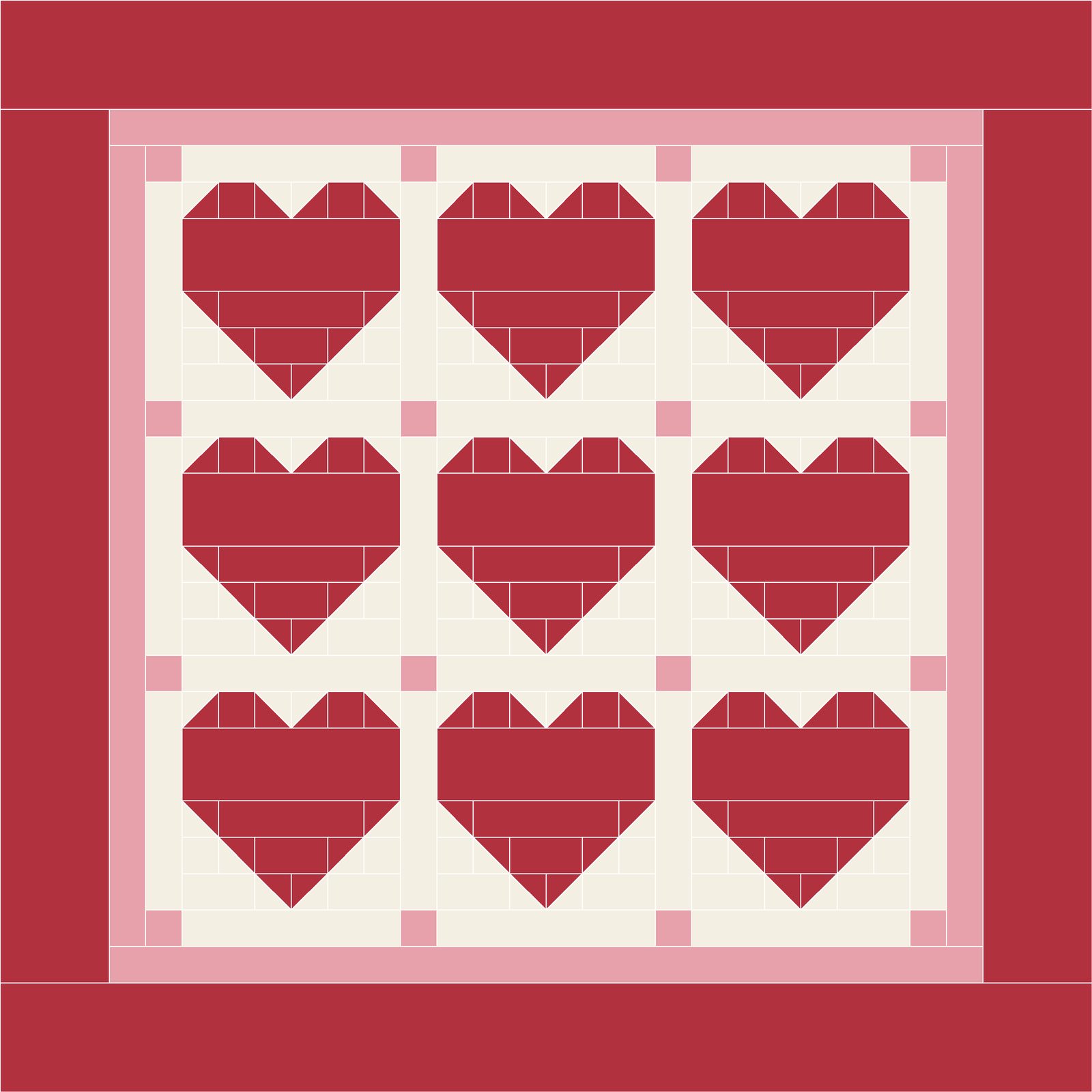Heart Quilt Pattern: the finished piece