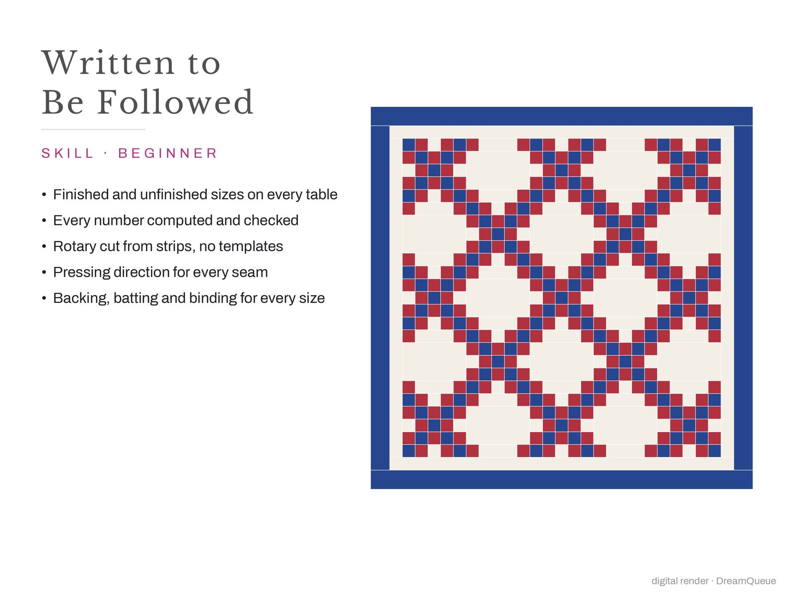 What makes the Double Irish Chain quilt pattern easy to follow, beside the finished quilt
