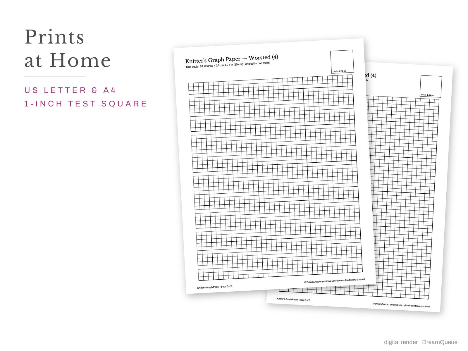 Knitting Graph Paper: US Letter and A4 versions