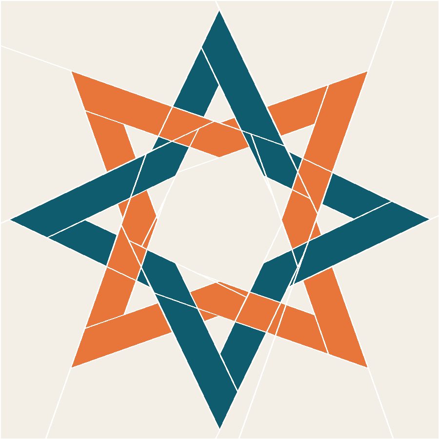 Knotted Star Quilt Block Pattern with every seam line shown