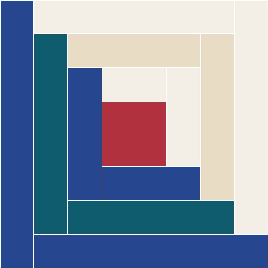 Log Cabin Quilt Block Pattern with every seam line shown