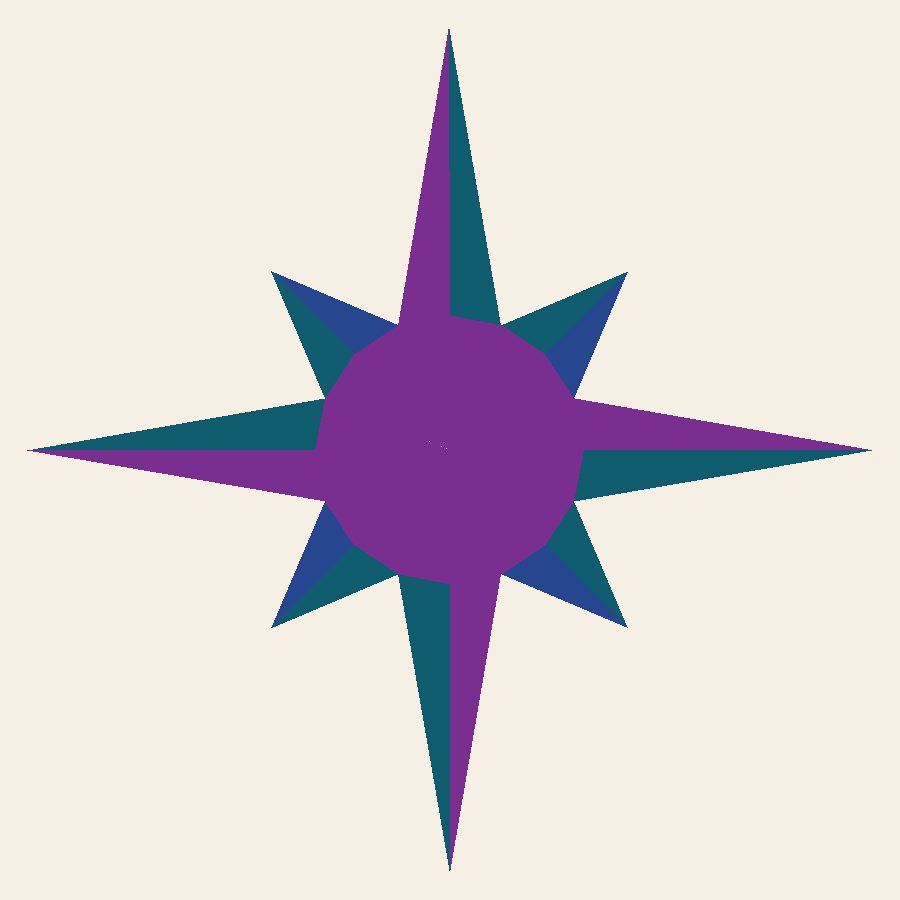 8-Point Mariner's Compass Quilt Block Pattern in the Jewel colorway