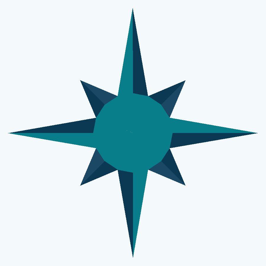 8-Point Mariner's Compass Quilt Block Pattern in the Ocean colorway