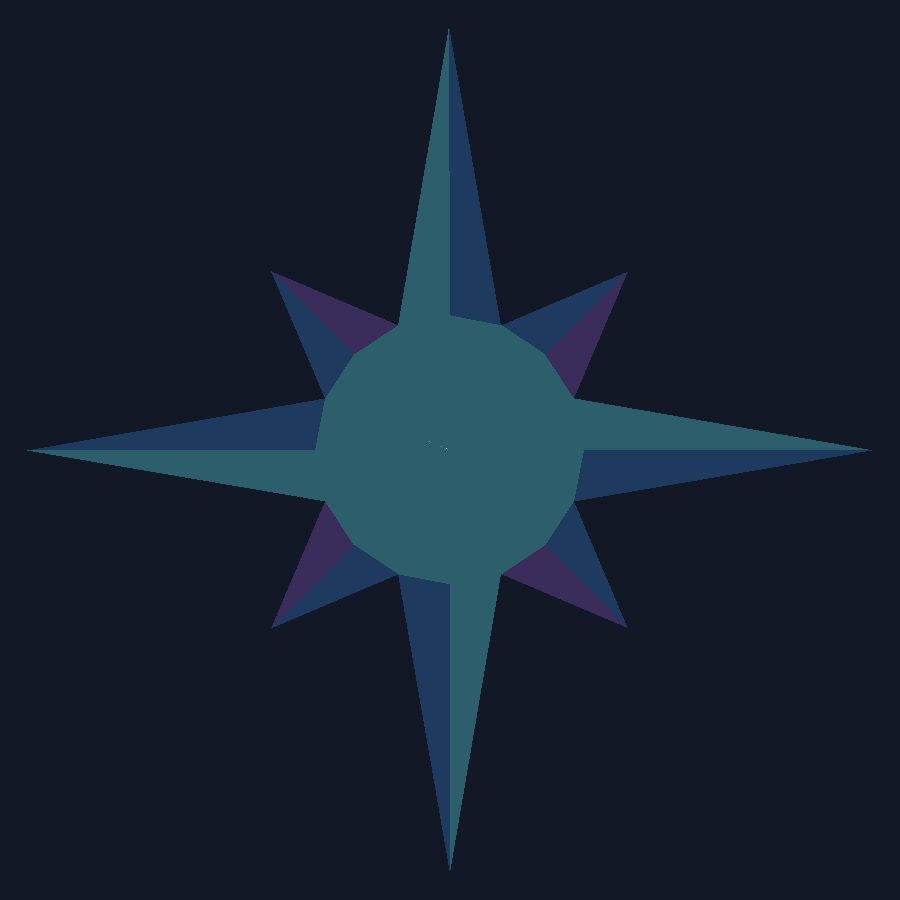 8-Point Mariner's Compass Quilt Block Pattern in the Midnight colorway