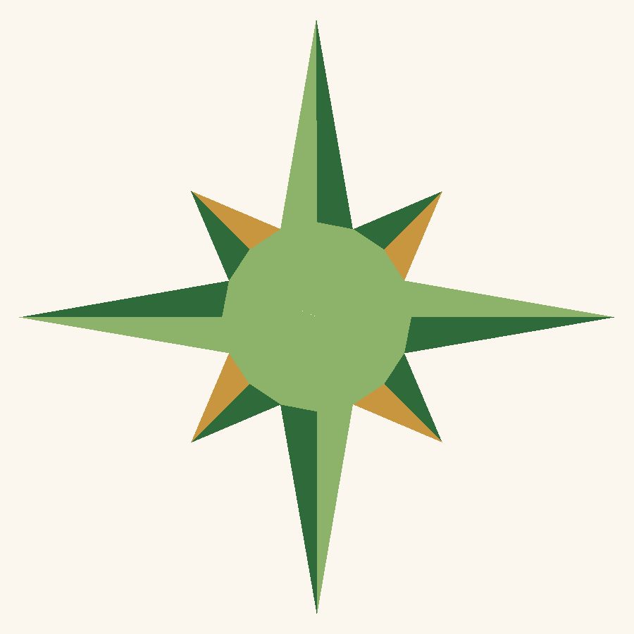 8-Point Mariner's Compass Quilt Block Pattern in the Garden colorway
