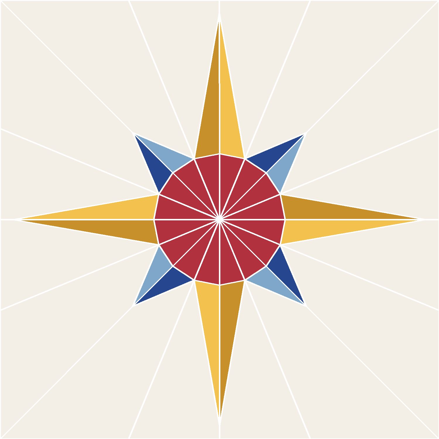 8-Point Mariner's Compass Quilt Block Pattern: the finished piece