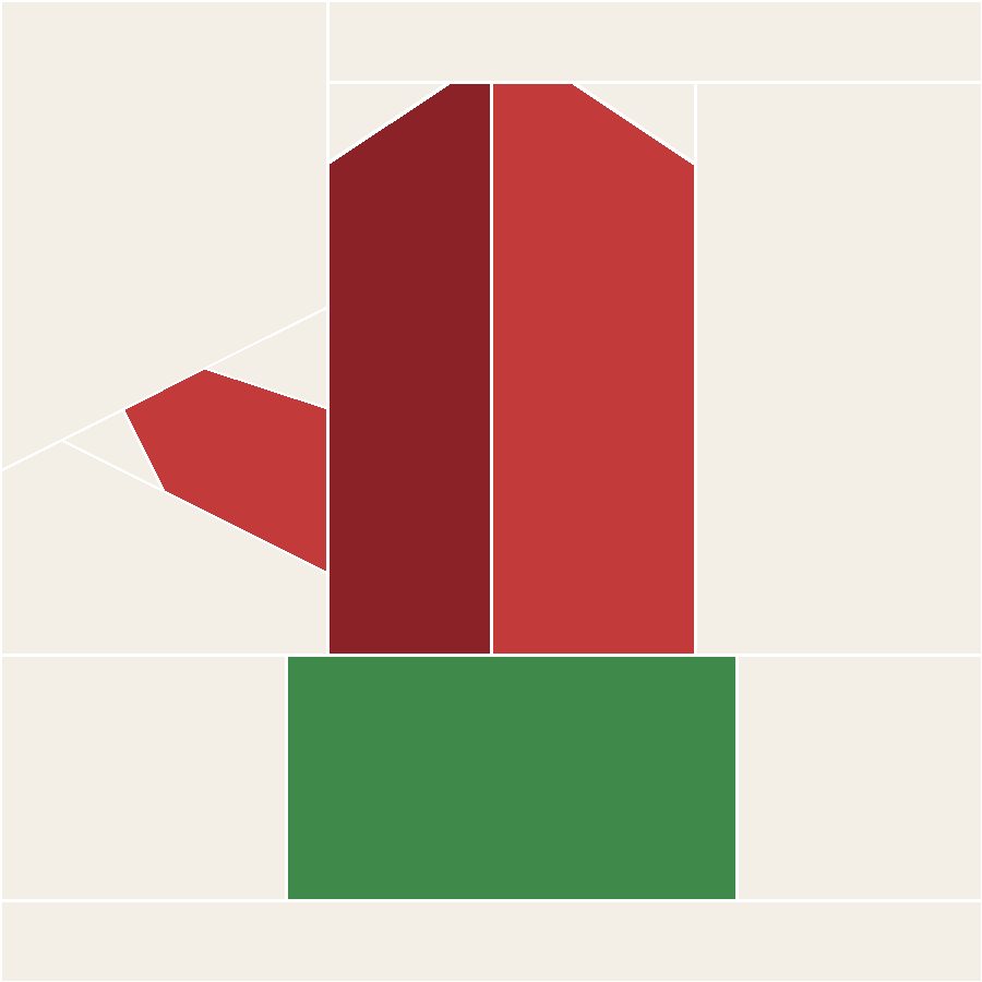 Mitten Quilt Block Pattern with every seam line shown