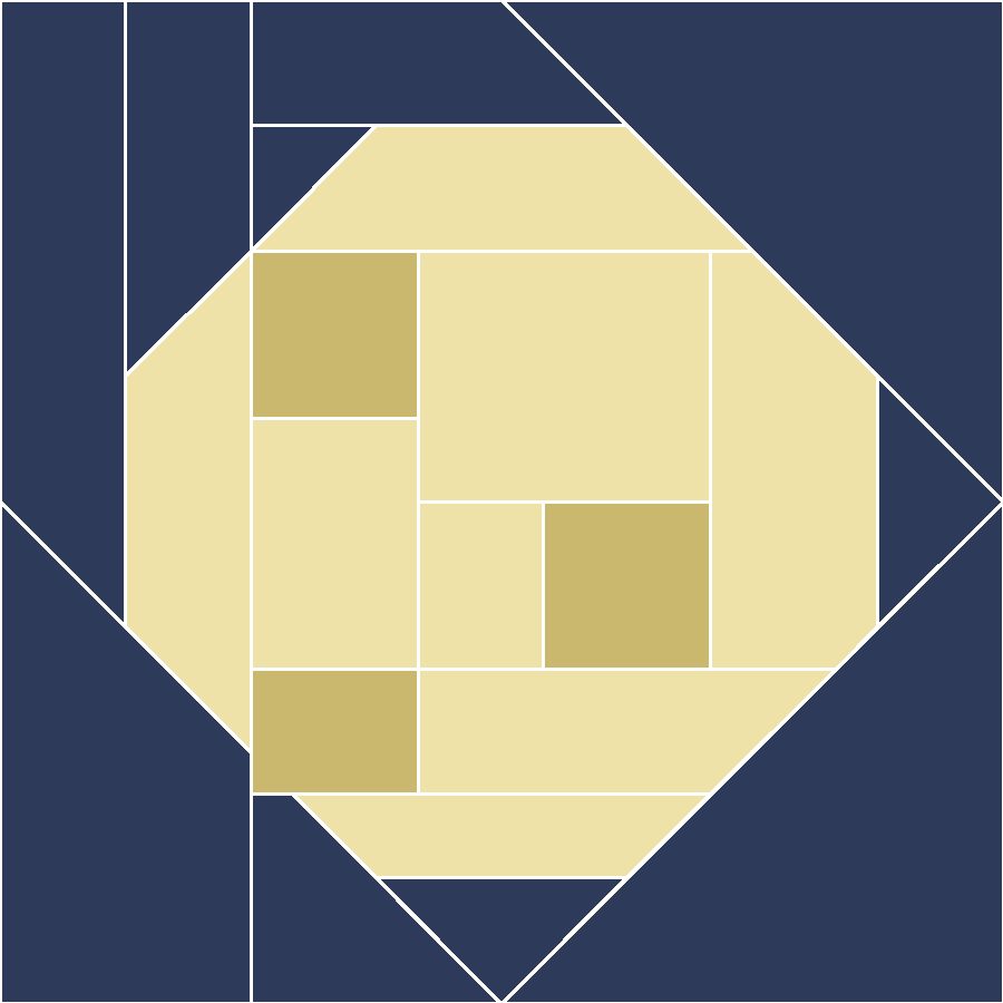 Full Moon Quilt Block Pattern with every seam line shown