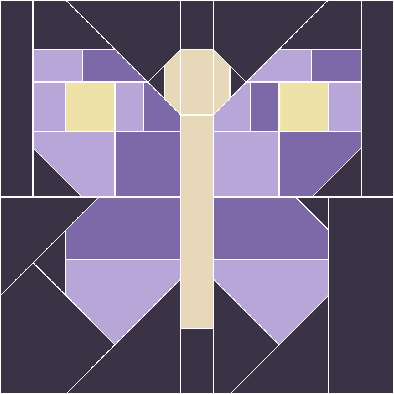 Moth Quilt Block Pattern, Advanced cut
