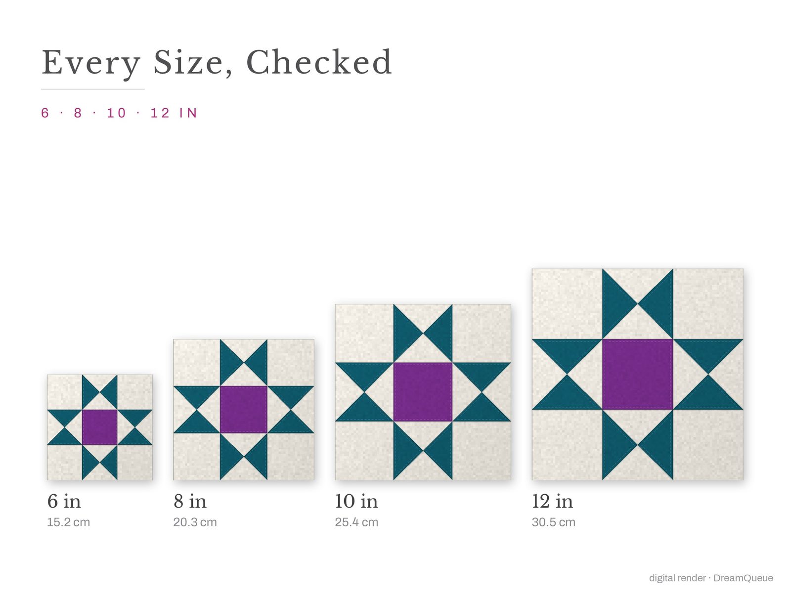 The Ohio Star quilt block at every finished size: 6, 8, 10 and 12 inch