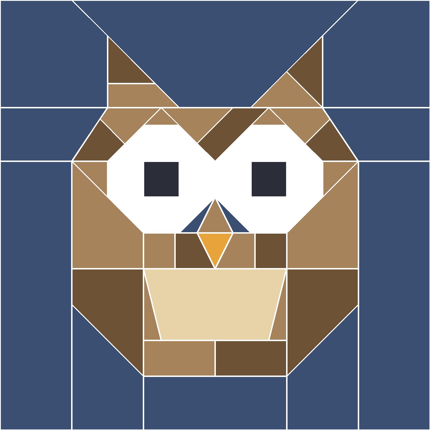 Owl Quilt Block Pattern, Advanced cut