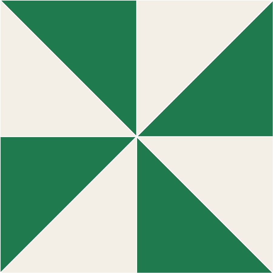 Pinwheel Quilt Block Pattern with every seam line shown