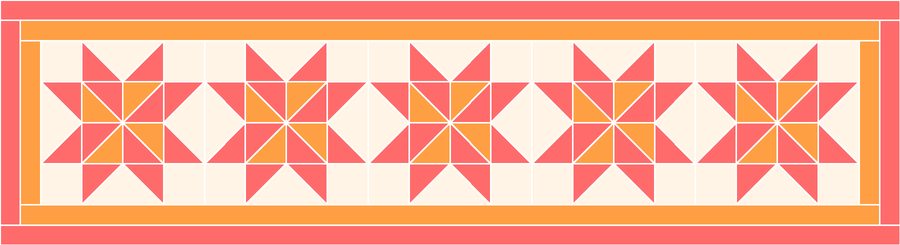 Pinwheel Star Table Runner Pattern in the Sunset colorway