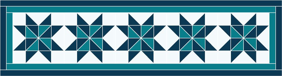 Pinwheel Star Table Runner Pattern in the Ocean colorway