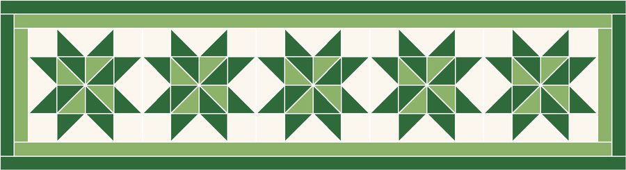 Pinwheel Star Table Runner Pattern in the Garden colorway