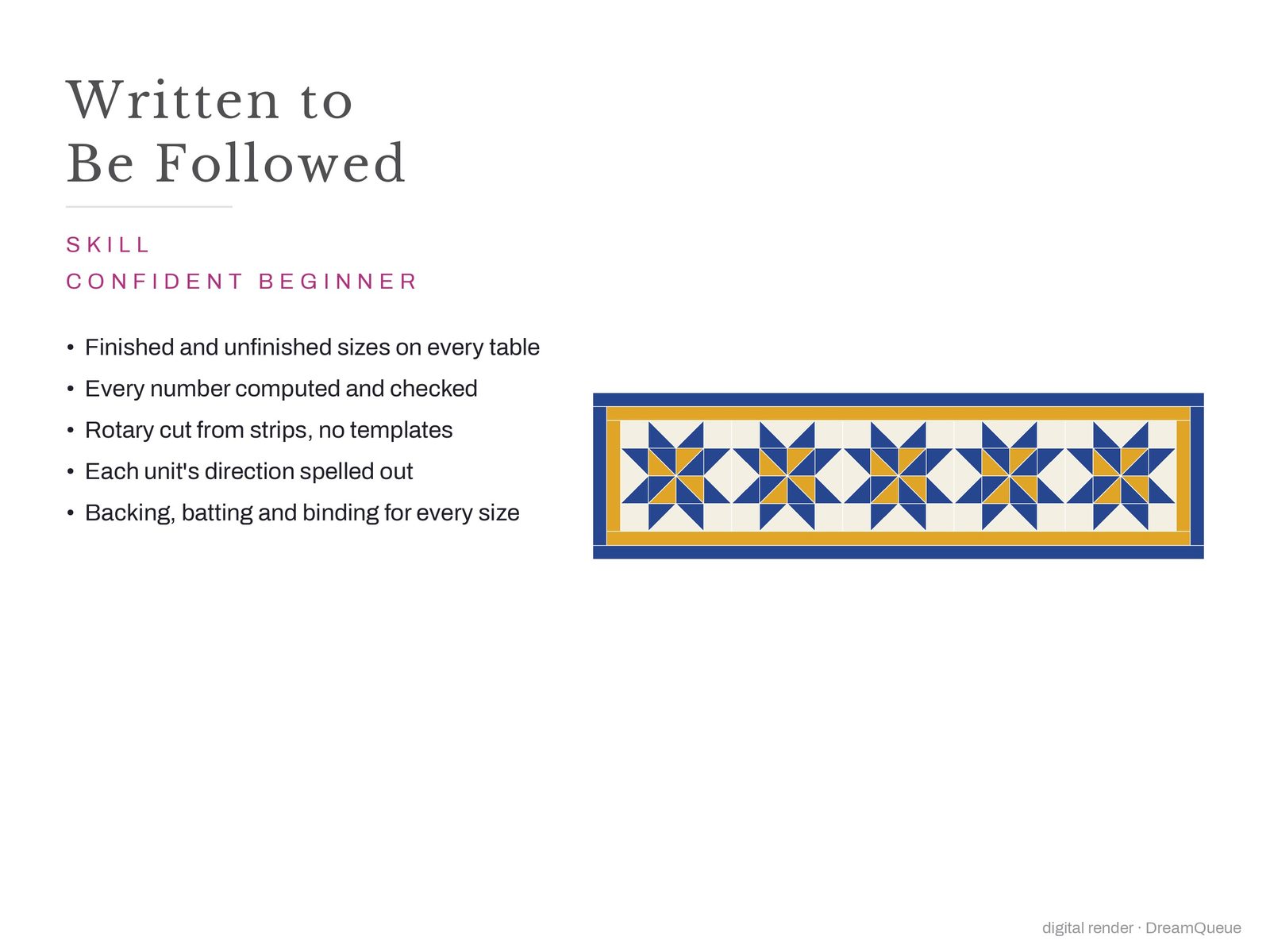 What makes the Pinwheel Star table runner pattern easy to follow